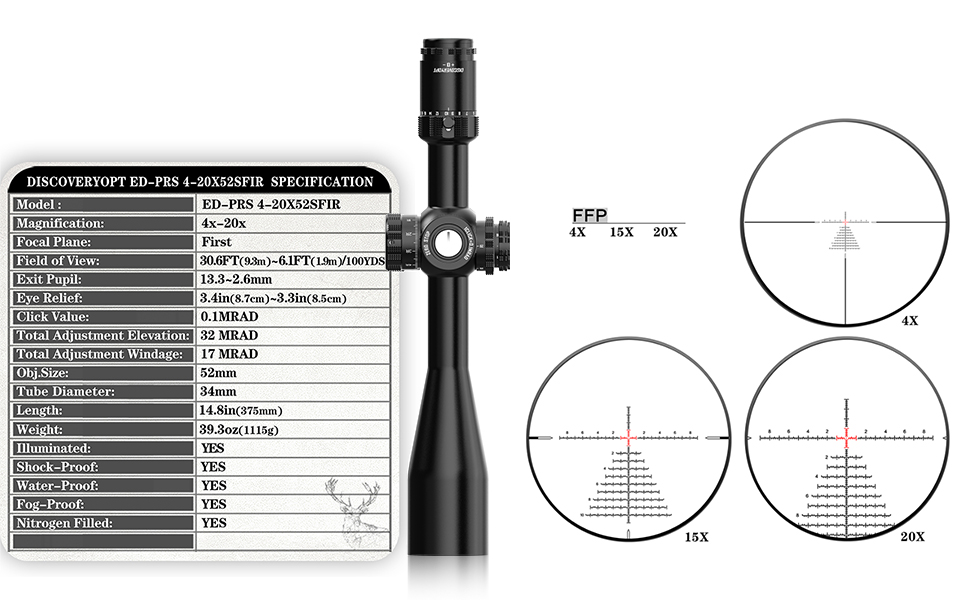 ED LHT 420X44SFIR FFP Rifle Scopes HD scope modelDISCOVERYOPT